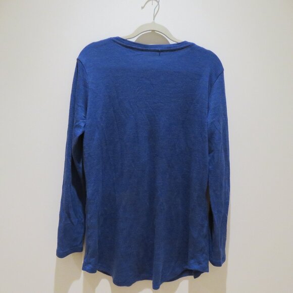 WOOLX Eva Tunic 100% Merino Wool Baselayer Top in Blue Stripe Gorpcore Travel XL - Picture 8 of 12